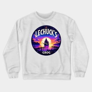 Sunset Sails at LeChuck's Grog - Vintage Pirate Ship Design Crewneck Sweatshirt